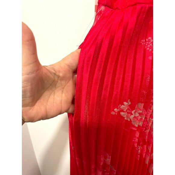Taylor Red Pleated Halter Maxi Dress Size 2 NEW - Picture 7 of 9